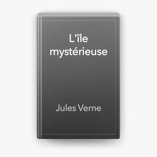 Couverture du livre L'île mystérieuse de Jules Verne sur fond gris.