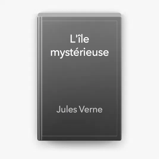 Couverture du livre L'île mystérieuse de Jules Verne sur fond gris.